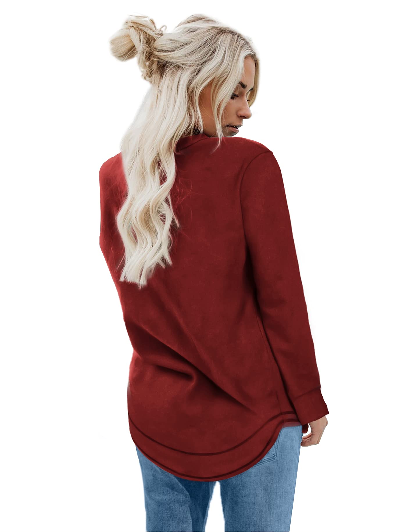 Dofaoo Christmas Sweatshirts for Women Crewneck Long Sleeve Plus Size Tops Oversized Pullover Red XL