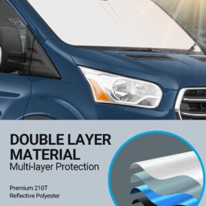 Proadsy 2024 Upgrade Front Windshield Sun Shade Foldable Sunshade Protector Custom Fit 2024 2023 2022 2021 2020 2019 2018 2017 2016 2015 Ford Transit Accessories