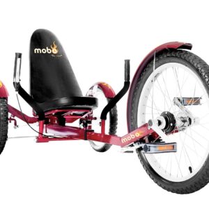 Mobo Triton Pro Adult Tricycle. Recumbent Trike. Adaptive 3-Wheel Bike Men Women, Cranberry,28 x 29 x 48 inches (61” extended)