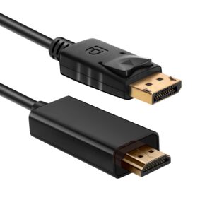 NICEKEY DisplayPort to HDMI 6 feet(1.8Meters) Cable, 1080P Uni-Directional Male to Male DP to HDMI Cord for PCs to HDTV, Monitor, Projector... (3-Pack)