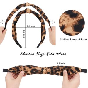 TOBATOBA Cute Fashion Leopard Print Headbands, 3Pcs Knotted Cheetah Print Hair Accessories for Women and Girls