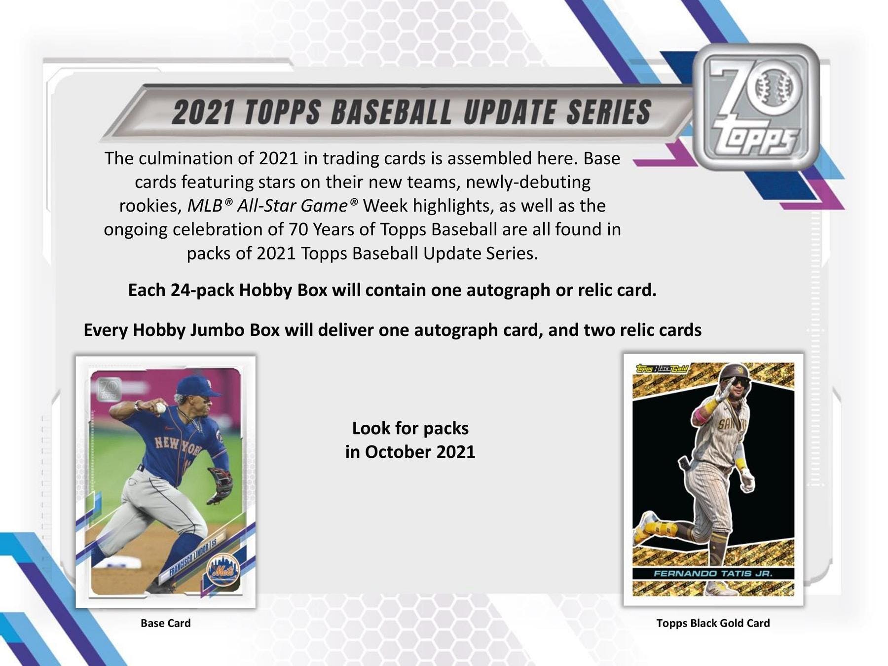 2021 Topps Update Baseball Hobby Box(24 Packs/14 Cards,1 Silver Pk, Auto or Mem)