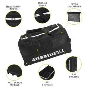 Winnwell Hockey Wheel Goalie Bag - Large Equipment Bag With Wheels To Store Goalie Gear - Made For Ice & Field Hockey Goalies - Senior