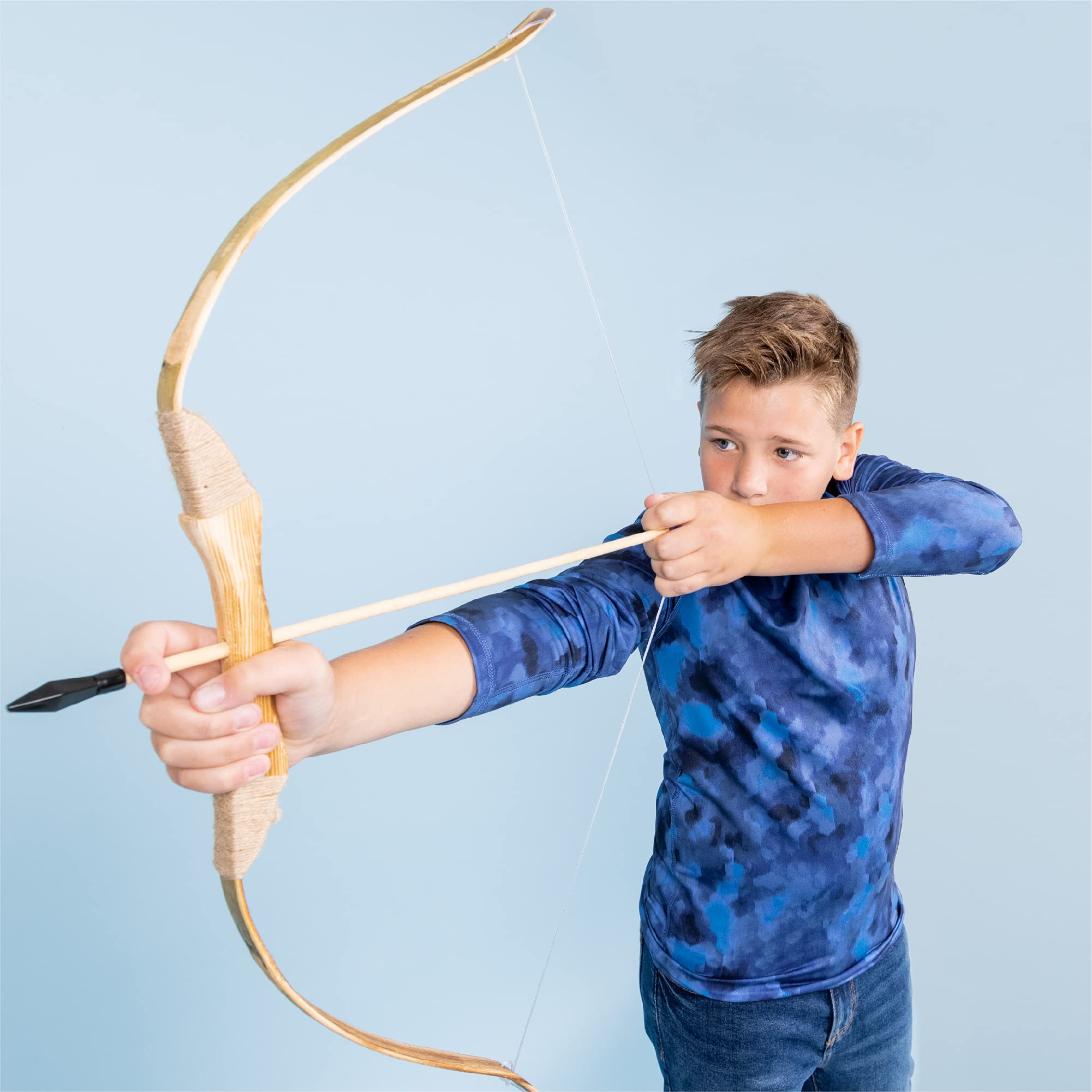 Island Genius Wooden Bow & Arrow Set for Kids, Archery Set for Boys Girls Youth, Kids Bow & Arrow Set 2 Bows 2 Quivers 20 Arrows, Cosplay Props Toys Bow & Arrow for Kids 8-12 6-8 10-12 Years Old & Up