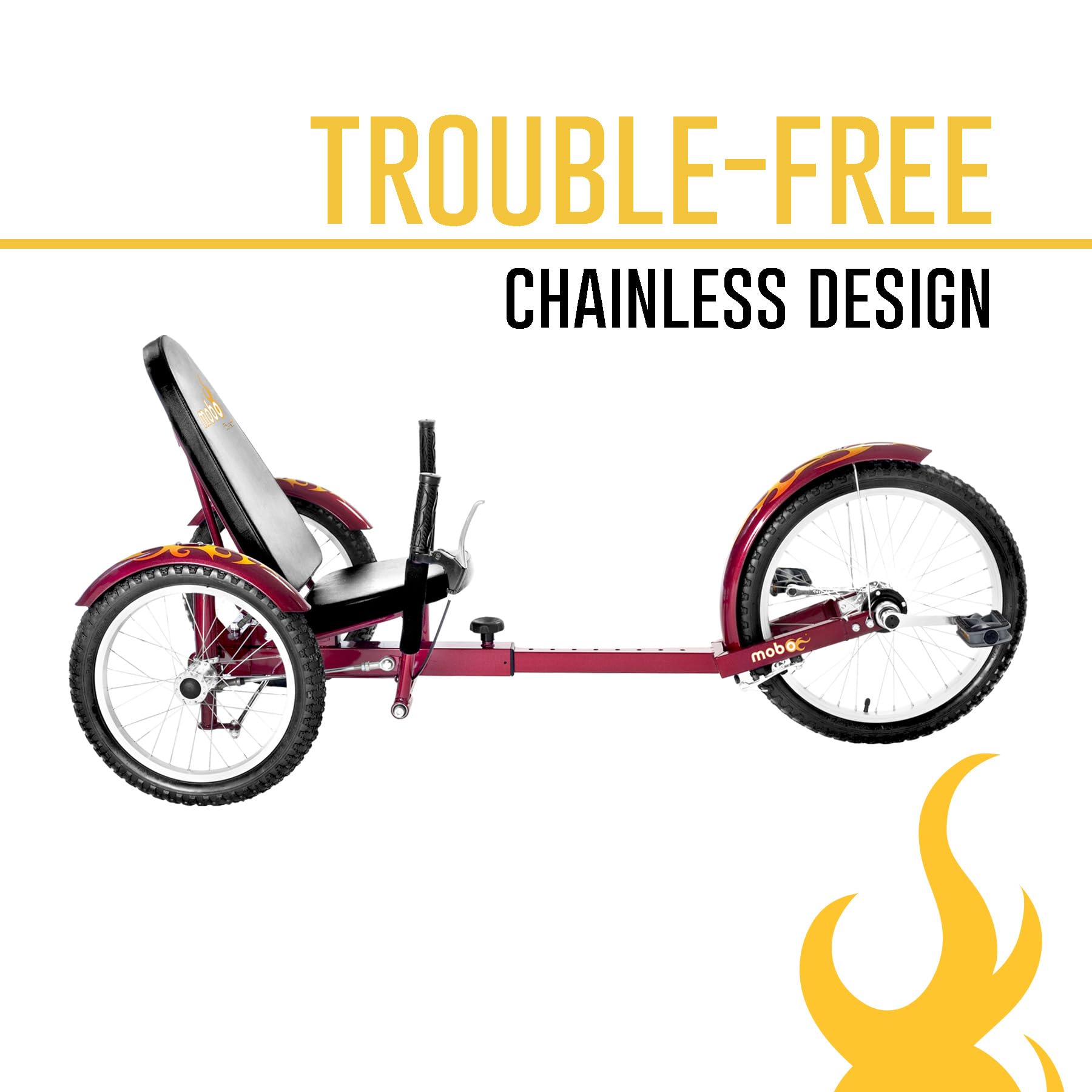 Mobo Triton Pro Adult Tricycle. Recumbent Trike. Adaptive 3-Wheel Bike Men Women, Cranberry,28 x 29 x 48 inches (61” extended)