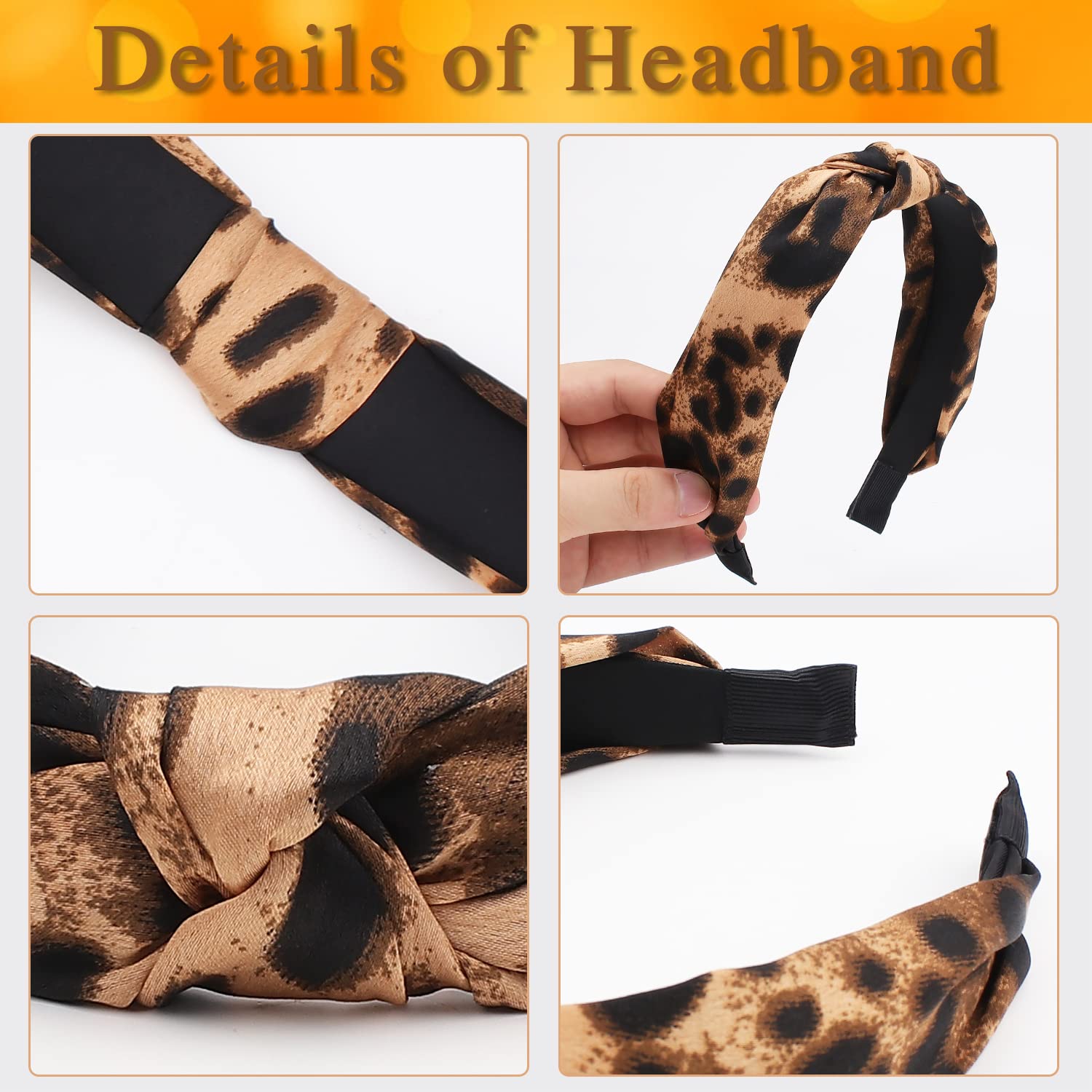 TOBATOBA Cute Fashion Leopard Print Headbands, 3Pcs Knotted Cheetah Print Hair Accessories for Women and Girls