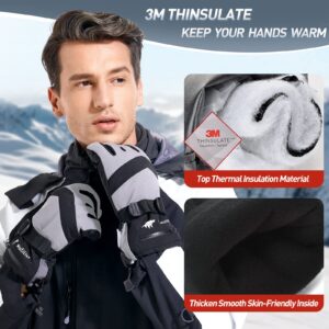 WOLFILIST Ski Gloves Waterproof Windproof - 3M Thinsulate Insulated Warm Snow Gloves, Snowboard Gloves with Zipper Pocket, Touchscreen Winter Gloves for Men Women