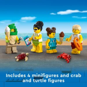 LEGO City Beach Lifeguard Station 60328 Building Kit for Ages 5+, with 4 Minifigures and Crab and Turtle Figures (211 Pieces)