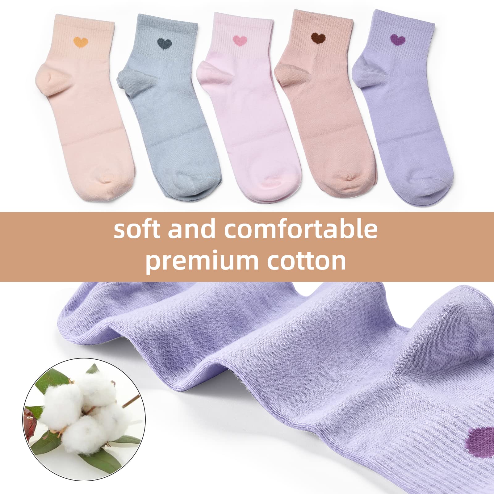 Corlap Women's Crew Socks Ankle High Cotton Fun Cute Athletic Running Socks Gifts For Women (5-Pairs With Present Box)