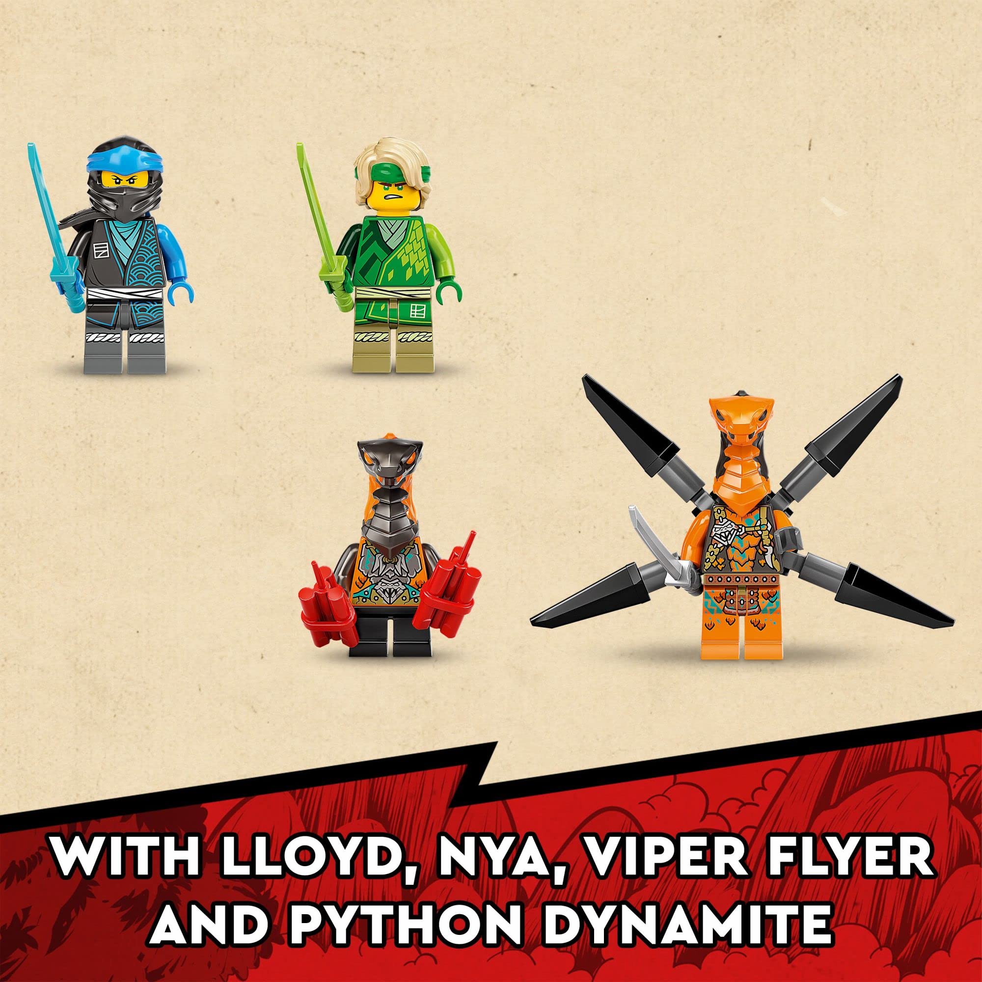 Lego NINJAGO Lloyd’s Legendary Dragon Toy, 71766 Set with Snake Figures & NYA Minifigure, Collectible Mission Banner Series