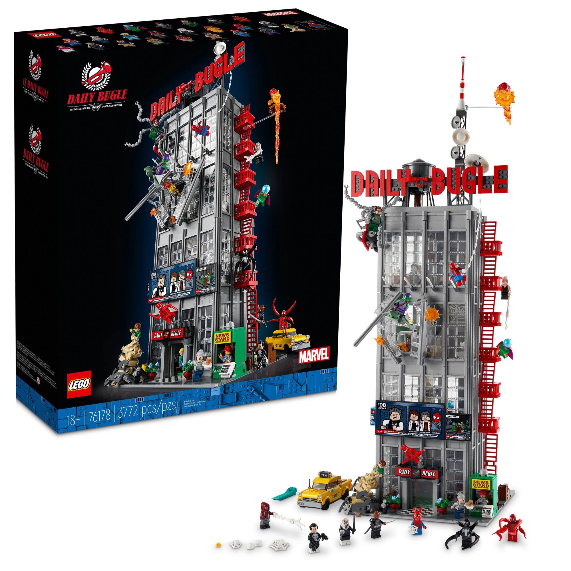 LEGO Marvel Spider-Man Daily Bugle Newspaper Office 76178 Building Set - Featuring 25 Spider-Verse Minifigures Including Peter Parker, Venom, and Spider-Gwen, Collectible Gift Idea for Adults