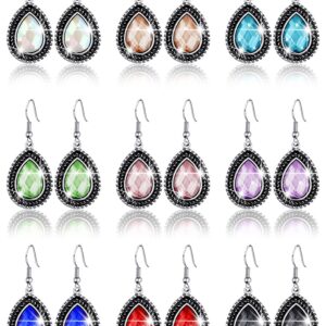 MTLEE 9 Pairs Boho Dangle Earrings Set Pearl Drop Crystal Earrings for Women Teardrop Earrings Rainbow Earrings