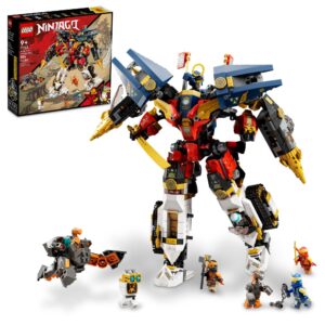 lego ninjago ninja ultra combo mech 4 in 1 set 71765 with toy car, jet plane and tank toys plus 7 minifigures