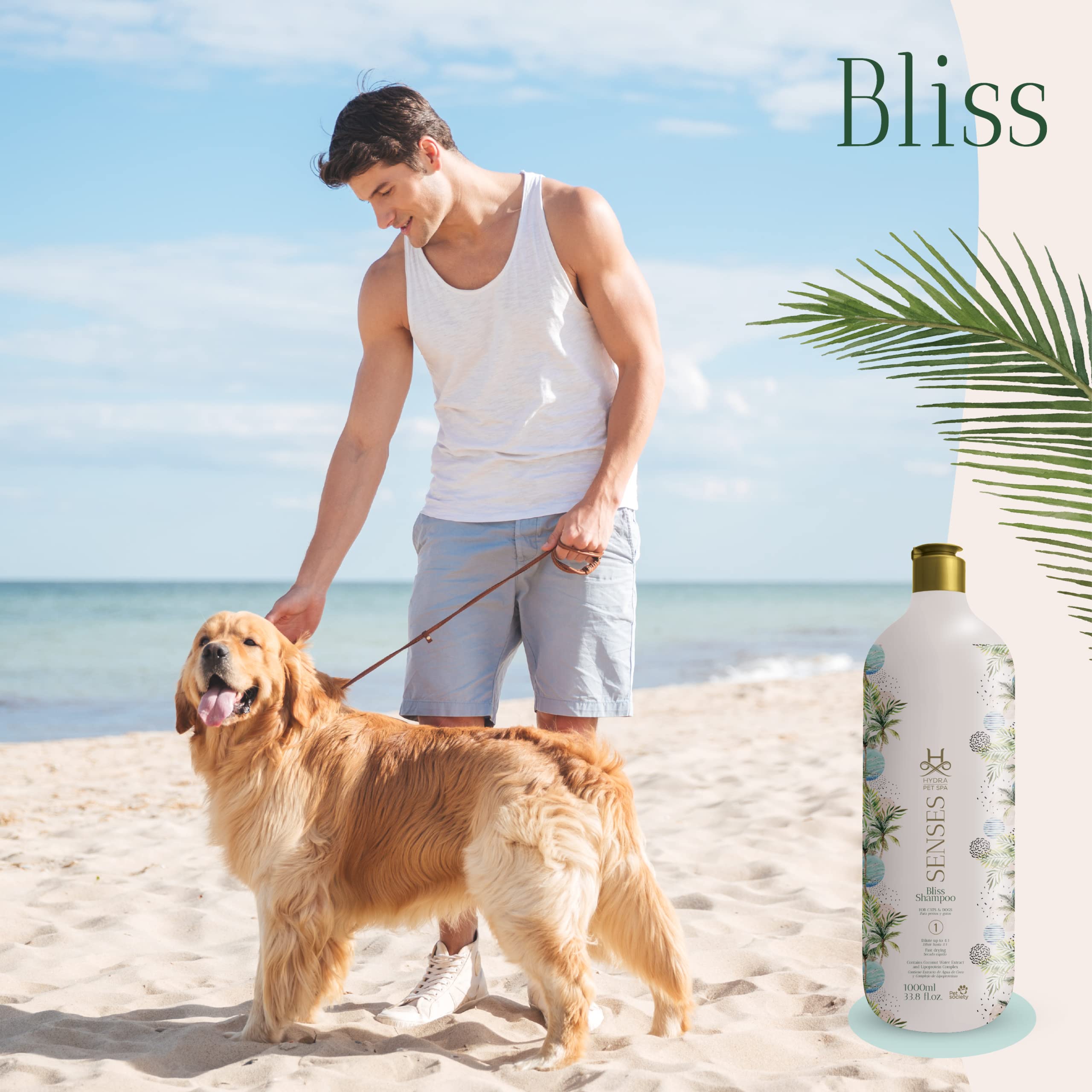 Hydra Senses Bliss Shampoo for Dogs and Cats, Coconut Water Pet Shampoo, Pet Moisturizing Shampoo for All Breeds, Repairs Coat Damage