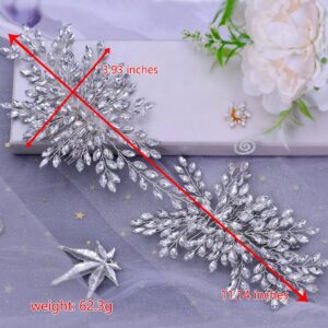 HAIPEI Bridal Wedding Hair comb Wedding Headpiece for Bride Rhinestone Wedding Headband Crystal Hair Accessories for Women and Girls (Silver), one size