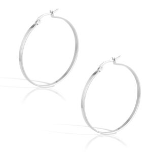 38 titanium (medical grade material) fashion hoop earrings, business party dress, hundred matching ornaments show noble temperament (silver)