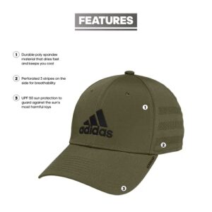 adidas Men's Gameday 3 Structured Stretch Fit Cap, Focus Olive Green/Black, Large-X-Large