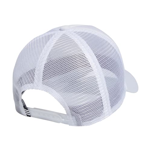 adidas Originals Dispatch Trucker 5-Panel High Crown Mesh-Back Adjustable Strapback Cap, White/Bluebird, One Size