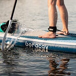 Pelican Boracay Premium Inflatable Stand Up Paddle Board - 3 Pieces SUP Paddle - Accessories, Leash, Hand Pump & Carry Bag - 10.4 ft - White/Blue