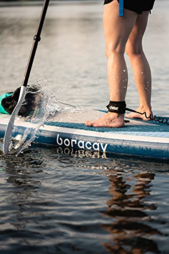 Pelican Boracay Premium Inflatable Stand Up Paddle Board - 3 Pieces SUP Paddle - Accessories, Leash, Hand Pump & Carry Bag - 10.4 ft - White/Blue