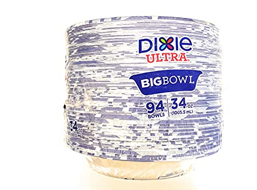 Dixie Ultra Big Bowl, 34 oz Printed Disposable Paper Bowl, 94 Count