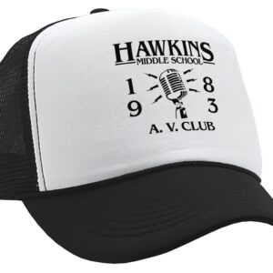 Hawkins Middle School - AV Club - Stranger - Vintage Retro Style Trucker Cap Hat (Black)