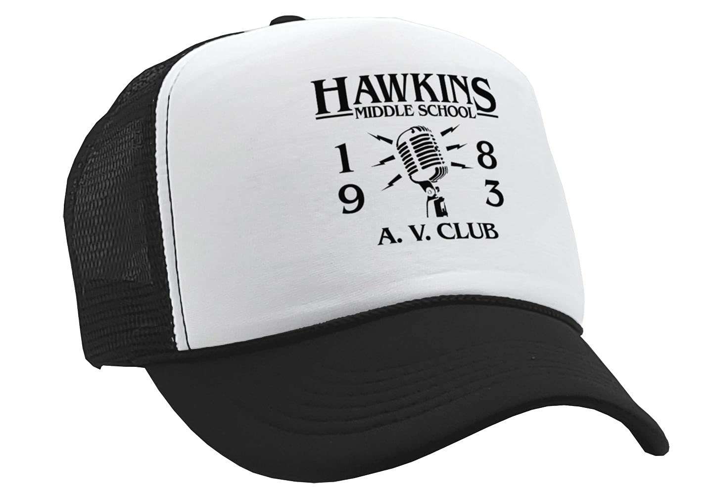 Hawkins Middle School - AV Club - Stranger - Vintage Retro Style Trucker Cap Hat (Black)