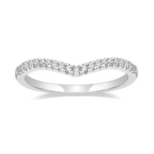 tigrade cubic zirconia eternity band v shape cz stacking engagement ring for women size 3-13, silver, size 6