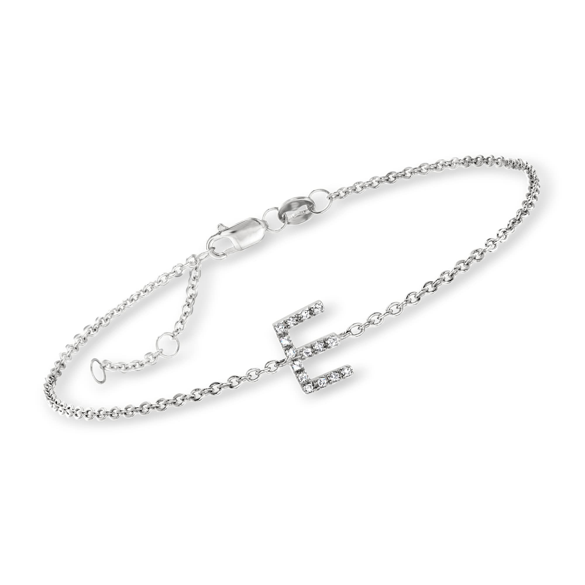 Ross-Simons RS Pure M - Diamond-Accented Initial Bracelet in Sterling Silver. 7 inches