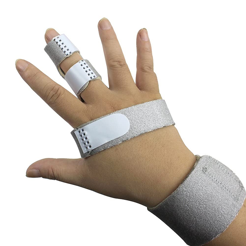 Finger Splint for Kids Adjustable Thumb Wrist Immobilization Support Finger Trigger Brace Sleeves for Sprains Mallet Injury Arthritis Pain Relief Fractured Straightening (Color : Gray)