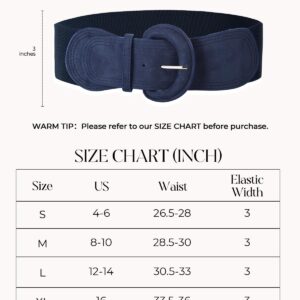 GRACE KARIN Women Wide Elastic Waist Belts Stretchy Suede Dress Belt Ladies Cinch Waistband Navy L