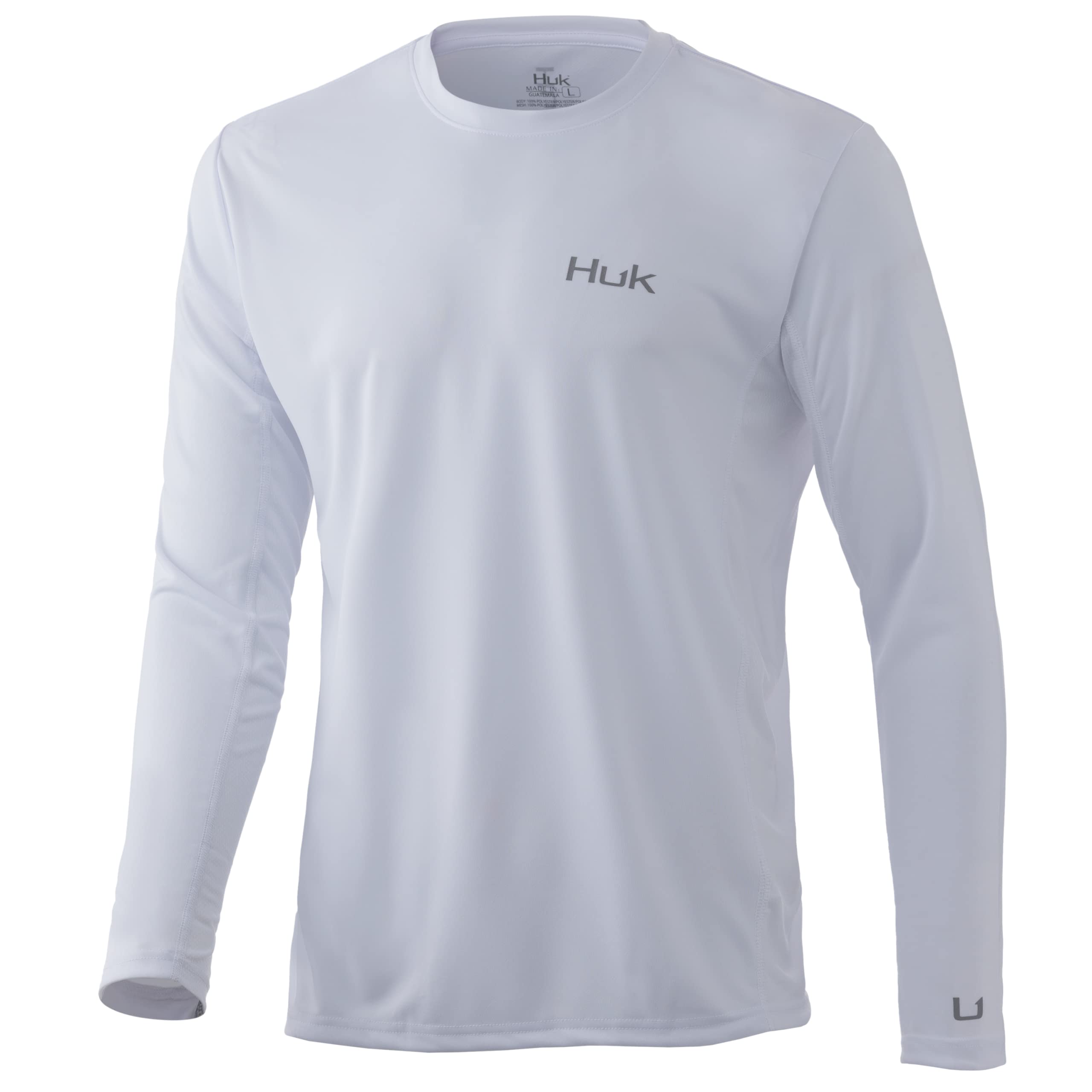 HUK mens Icon X Long Sleeve Shirt|fishing With Sun Protection Shirt, White, Large US