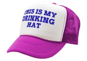 this is my drinking hat - drunk party college - vintage retro style trucker cap hat (neon pink)