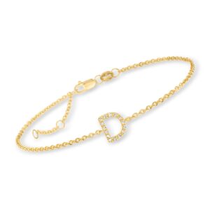 Ross-Simons B - Diamond-Accented Initial Bracelet in 18kt Gold Over Sterling. 7 inches