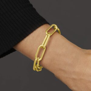 Ross-Simons 18kt Gold Over Sterling Large Paper Clip Link Bracelet. 7 inches