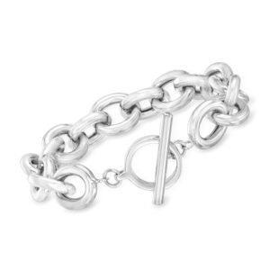 ross-simons sterling silver large oval-link bracelet. 7 inches