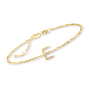 Ross-Simons B - Diamond-Accented Initial Bracelet in 18kt Gold Over Sterling. 7 inches