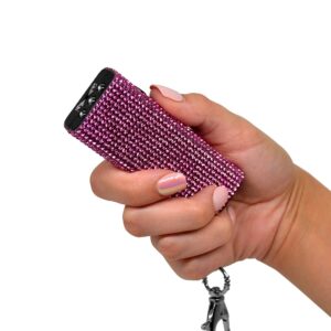 guard dog security mini stun gun keychain - stun gun with led flashlight - usb rechargeable (pink)