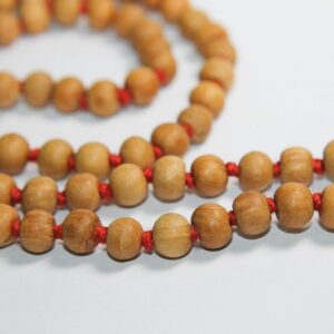 GRI9 8MM Tulsi mala Beads Necklace Holy Basil 108 + 1 Beads Ram Japa Prayer Mala Energized 108 Hindu Tibetan Buddhist Rosary for Chanting Mantra (Red Tessel)