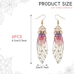 6 Pairs Earring Fairy for Women Butterfly Wing Earrings Multicolored Fairy Earrings Handmade Earrings for Women Earrings Butterfly Dangle Earrings for Wedding Jewelry