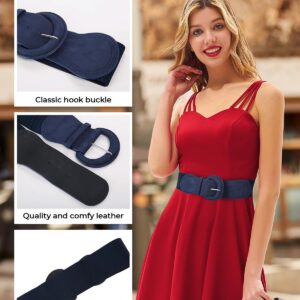 GRACE KARIN Women Wide Elastic Waist Belts Stretchy Suede Dress Belt Ladies Cinch Waistband Navy L