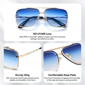 Dollger Square Aviator Sunglasses for Men and Women Fashion Metal Vintage Gradient Shades Sunglasses UV400 Protection