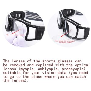 Professional Sports Goggles Glasses Men Women Racquetball Basketball Football Sport Eyewear Protective Glasses Anti-fog Shock Collision Lens Replaceable (Black Frame Black Pad) 8068