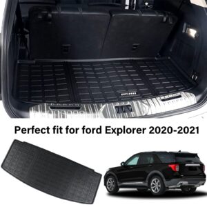 Antsvnn Floor Mats 3 Row & Cargo Liner for 2024 2023 2022 2021 2020 Ford Explorer All-Weather Guard Fits 7 Passenger Models