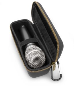 casematix microphone case compatible with wired microphone models up to 6.75” maximum, ultra compact mic case fits singing, vocal dynamic handheld wired microphones