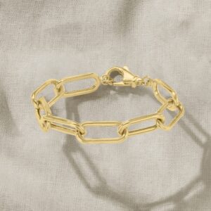 Ross-Simons 18kt Gold Over Sterling Large Paper Clip Link Bracelet. 7 inches