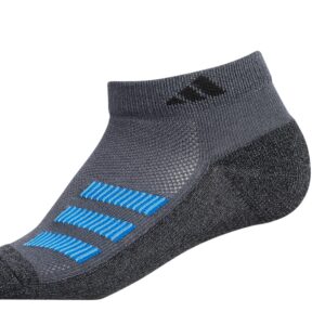 adidas Kids-Boy's/Girl's Cushioned Angle Stripe Low Cut Socks (6-Pair), Onix Grey/Pulse Blue/Vivid Red, Large