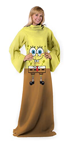 Northwest Spongebob Adult Silk Touch Comfy Throw Blanket with Sleeves, 48" x 71"