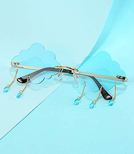 BOJOD Drip Cloud Sunglasses For Women Trendy Disco Glasses bachelorette Party 90s Sunglasses Funny Cloud pack BLUE+