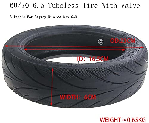 YBang Tubeless Tires with Valve 60/70-6.5 for Segway Ninebot G30 Max Electric Scooters Rear Front Non-Slip Tires (2 pcs)